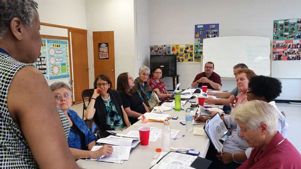 Left to right: Joan Gibson, Ann Prokop, Diane Hoffman, Donna Bouffard, Judy Lhamon, Ana Rodriguez-Robles, Dan Smolnik, Jim Redman, Janet Robinson, April Beichner, Helen Spencer. Not in the picture, Alden Mead and Elona Vaisnys.